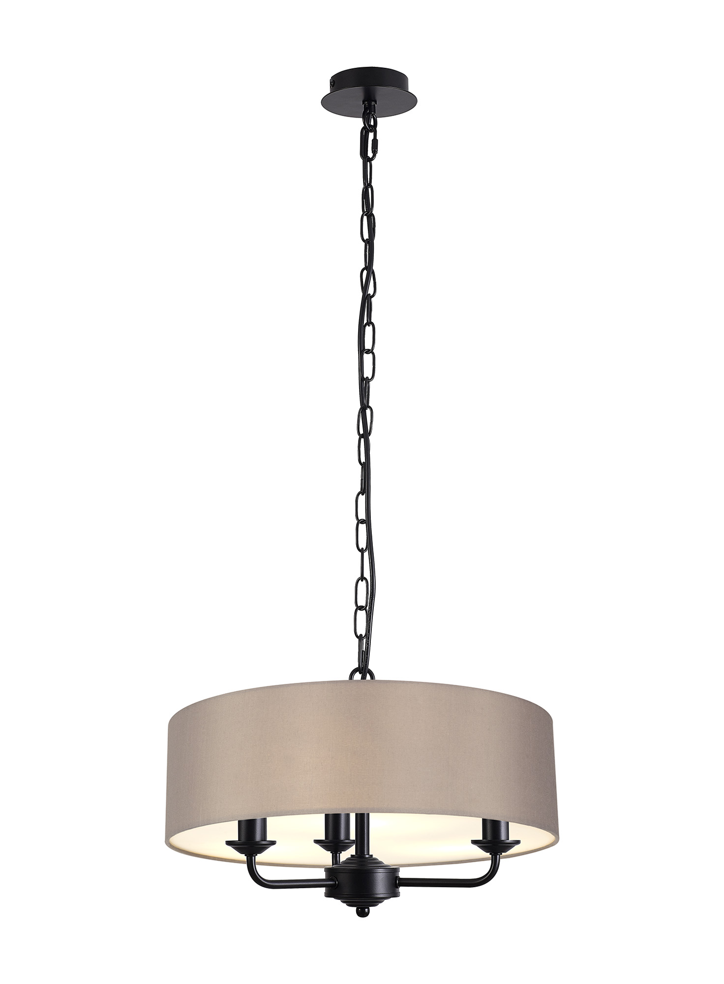 DK1010  Banyan 45cm 3 Light Pendant Matt Black, Grey